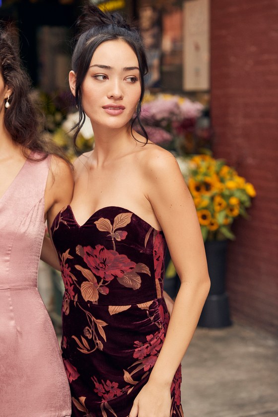 velvet floral dress